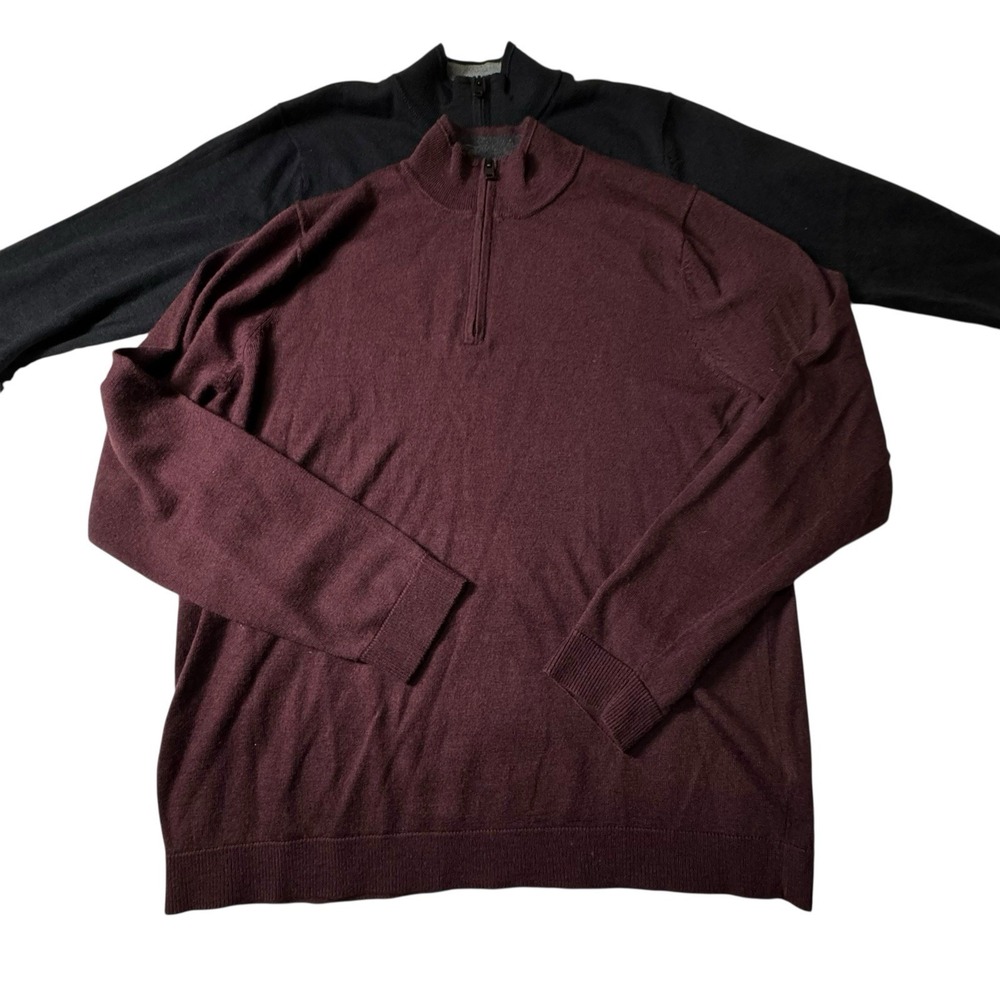 Apt.9 Seriously Soft Mens Sweater Lot Quarter Zip Large Maroon & Black.